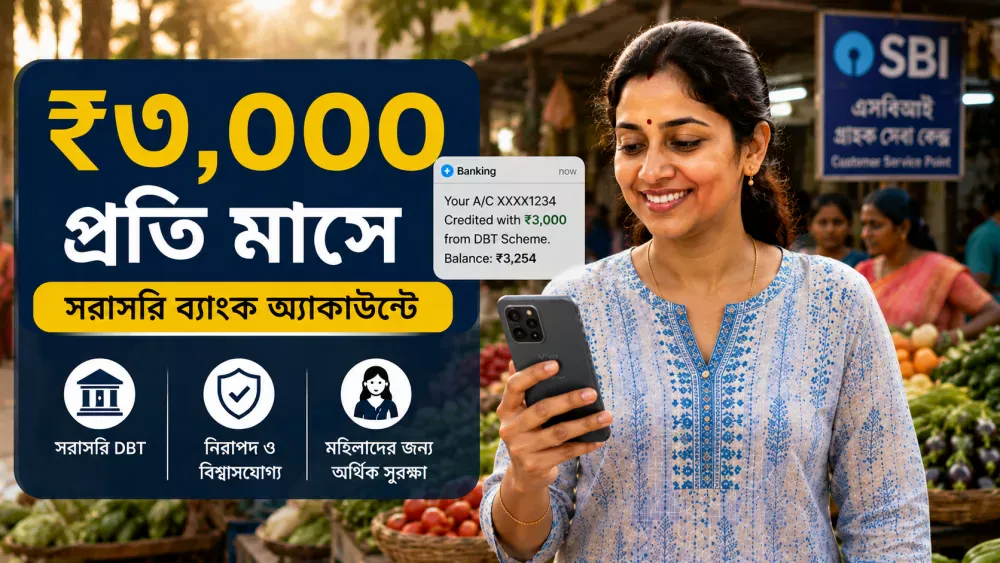 Woman receiving ₹3000 monthly benefit under Annapurna Yojana