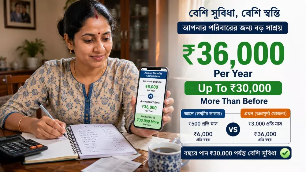 Annual financial benefit comparison for women under Annapurna Yojana