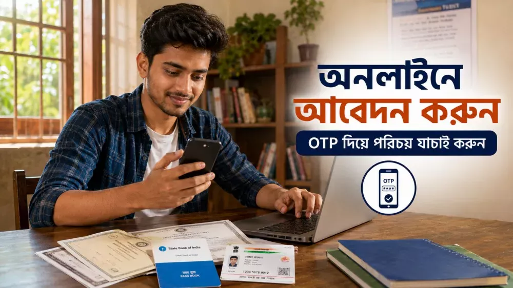 যুব শক্তি ভরসা কার্ডের জন্য অনলাইনে আবেদন করছেন এক যুবক