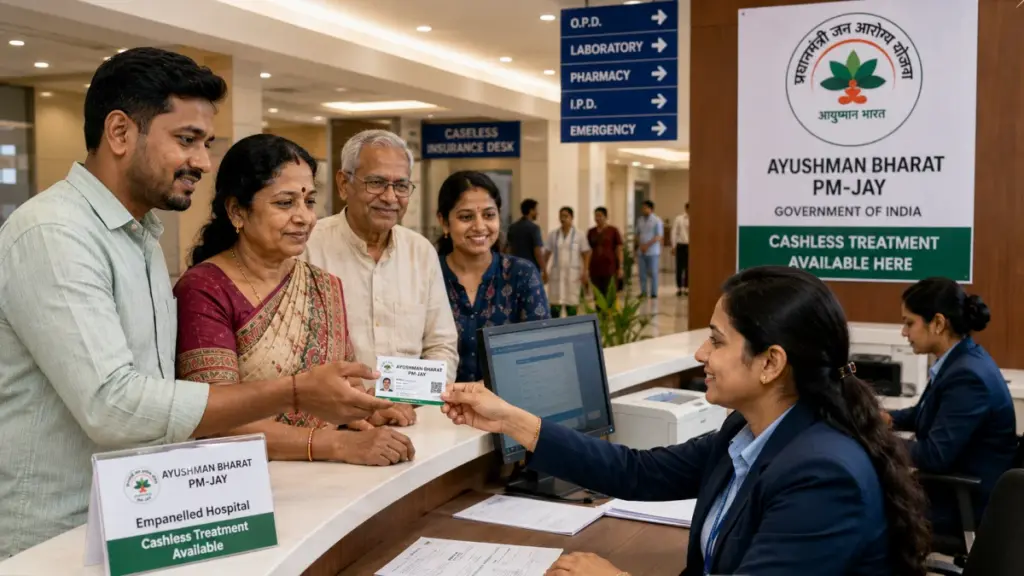 Patient receiving cashless treatment using Ayushman Bharat card