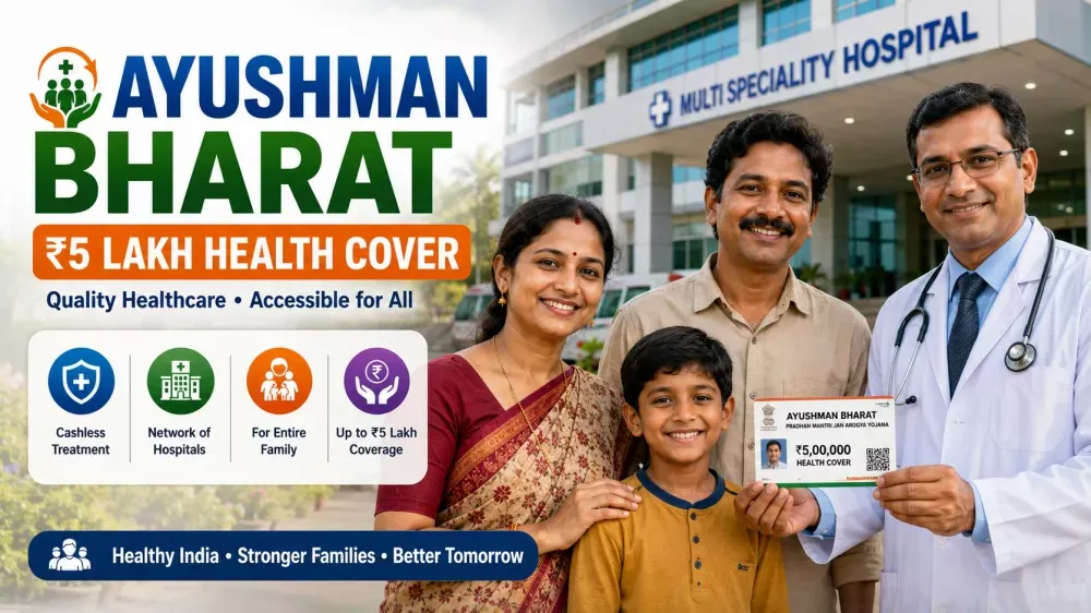 Family receiving Ayushman Bharat health insurance coverage