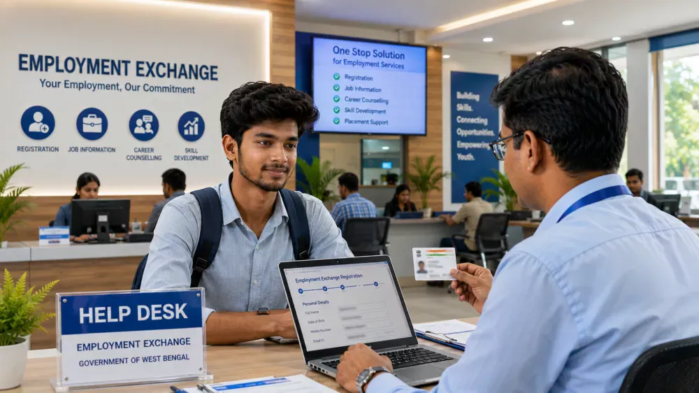 Youth registering at Employment Exchange office before Yuva Shakti application