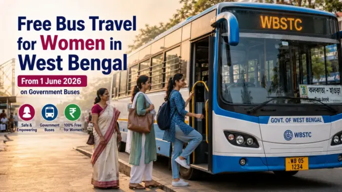 Women boarding a government bus under West Bengal free bus travel scheme