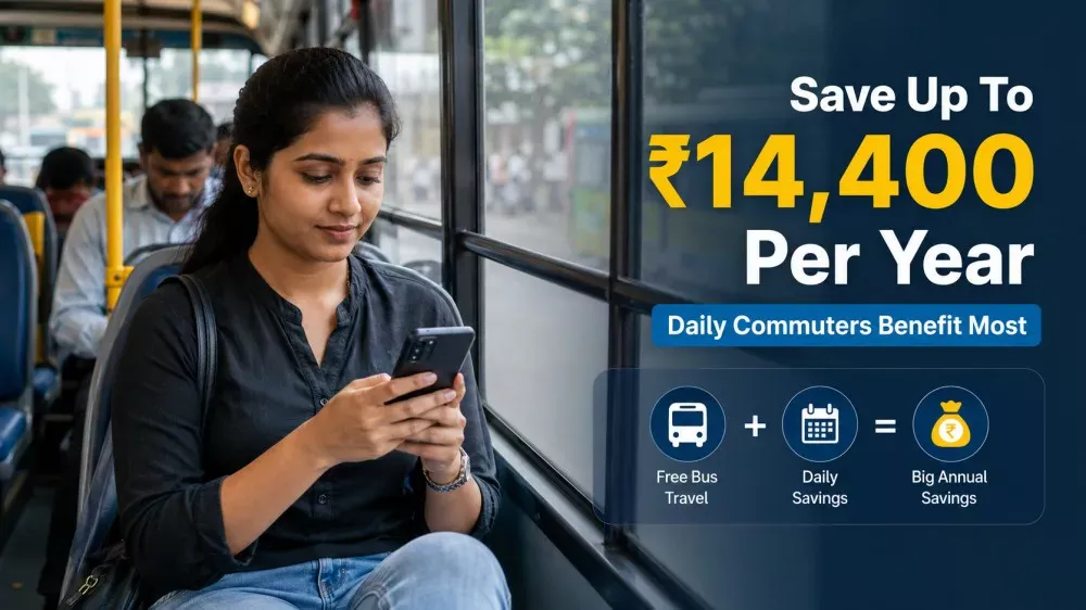 Working woman saving money through free bus travel scheme in West Bengal