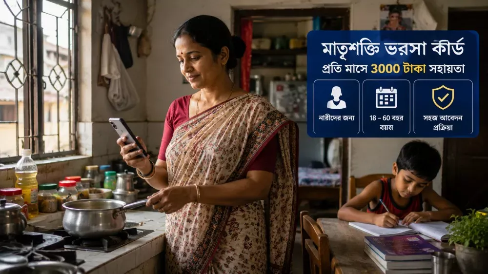Homemaker checking eligibility for Matrishakti Bharosa Card scheme