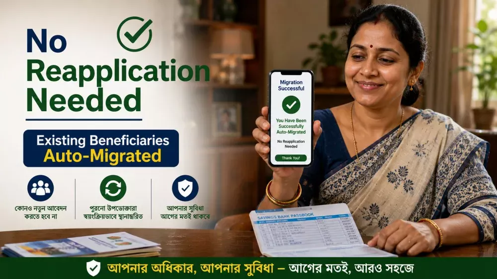 Existing Lakshmir Bhandar beneficiary automatically migrated to Annapurna Yojana
