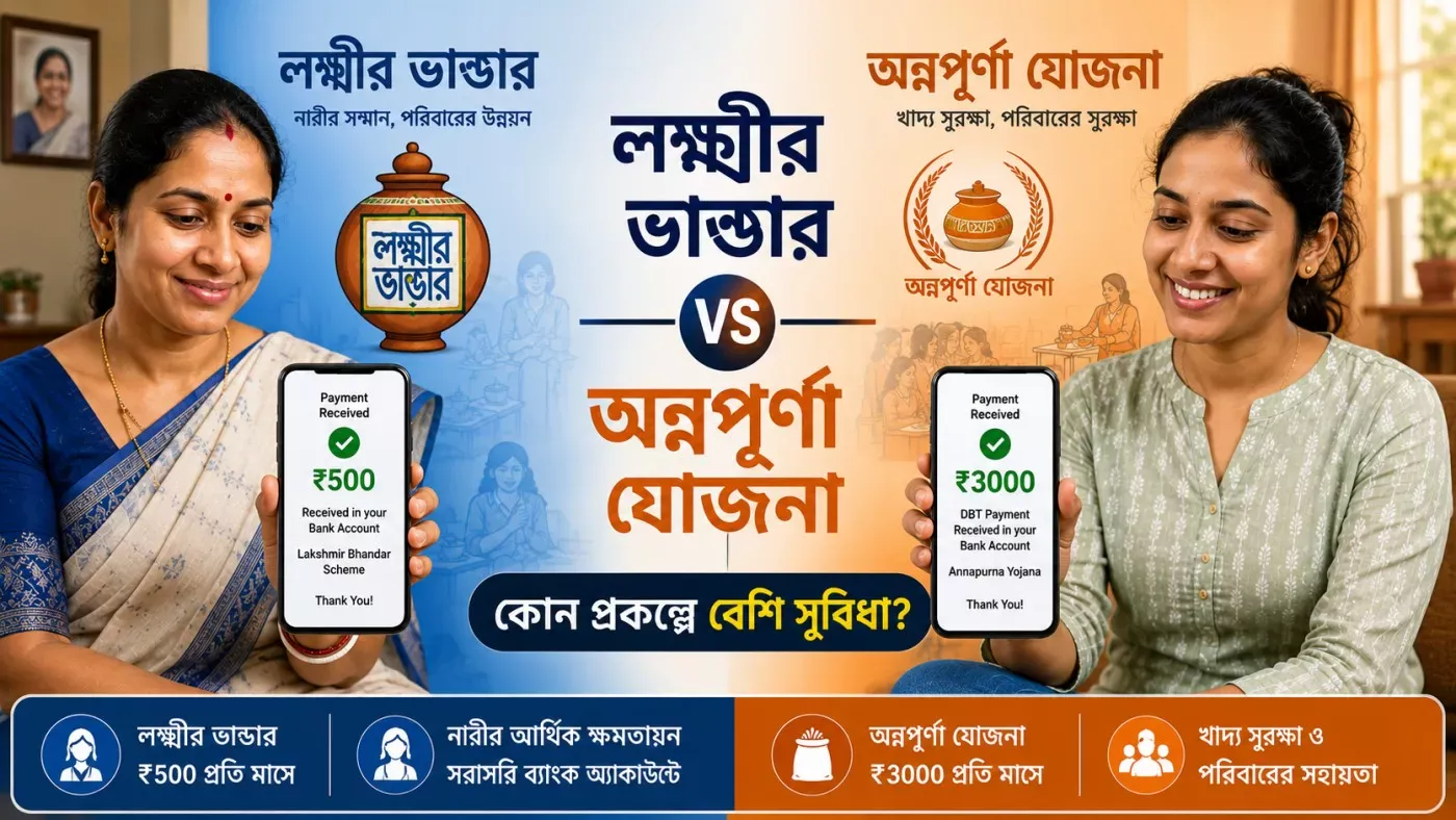 Comparison between Lakshmir Bhandar and Annapurna Bhandar schemes in West Bengal