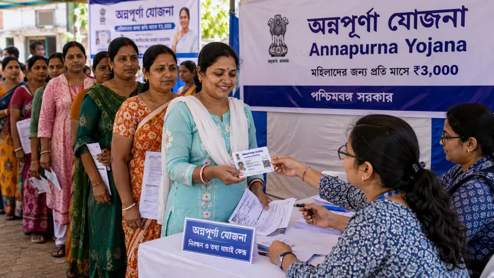 Women receiving Matri Shakti Bharosa Cards during registration campaign