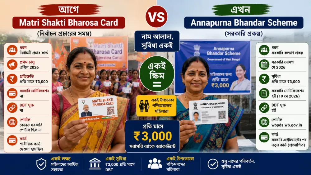 Comparison between Matri Shakti Bharosa Card and Annapurna Bhandar Scheme