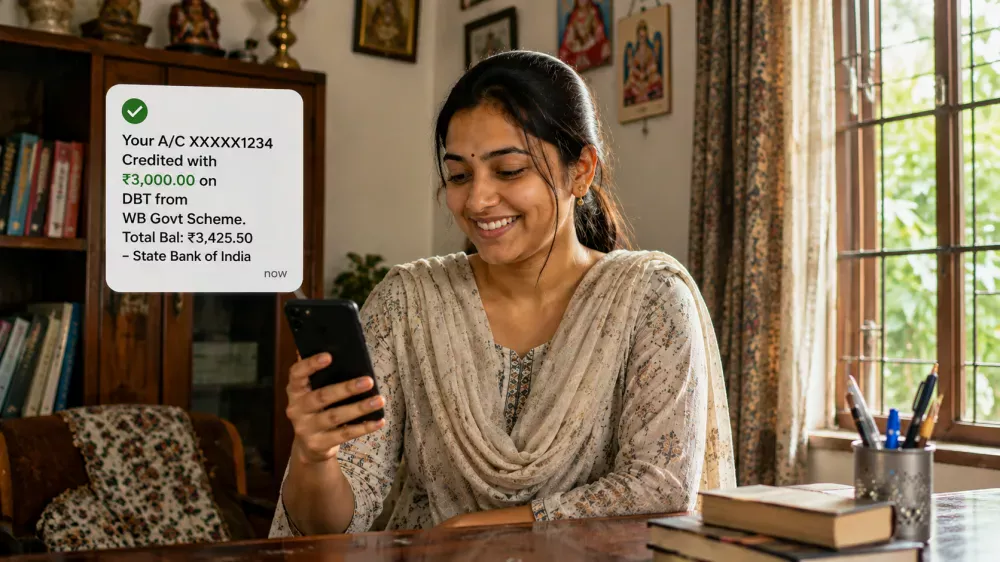 Woman receiving ₹3000 DBT payment under Matrishakti Bharosa Card scheme