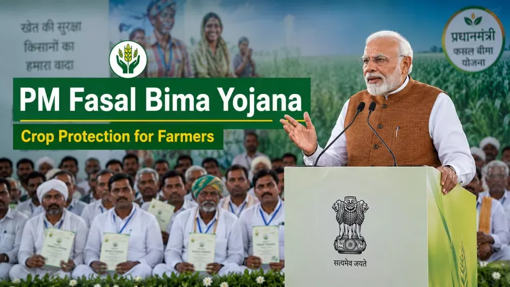 Prime Minister Narendra Modi promoting PM Fasal Bima Yojana for farmers