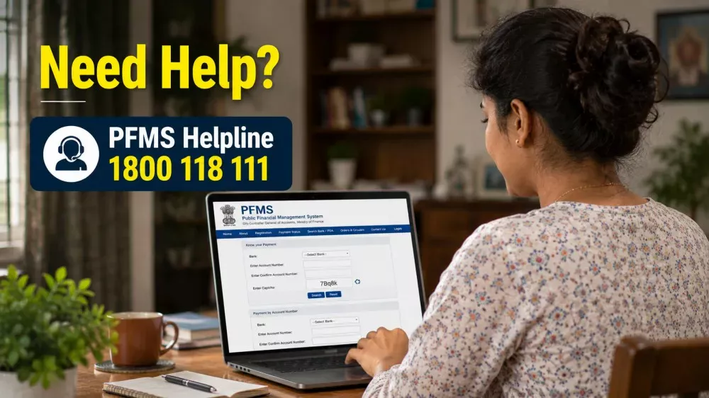 Young woman contacting PFMS helpline for DBT linking assistance