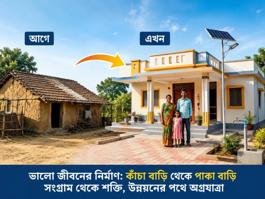 Modern pucca house built through PM Awas Yojana assistance