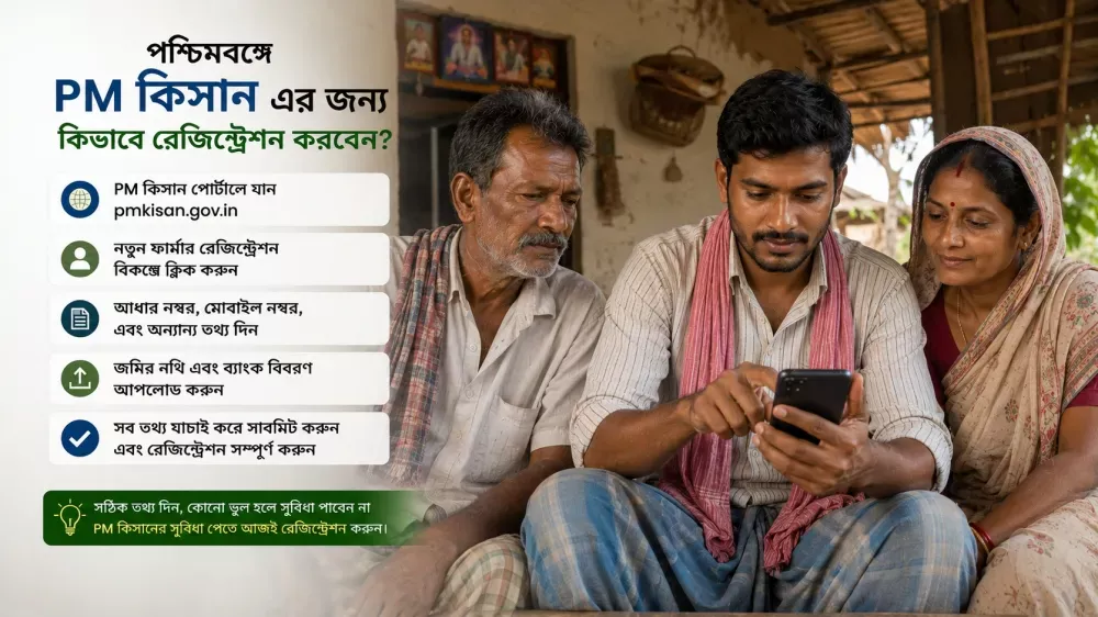 Farmer registering online for PM Kisan scheme in West Bengal