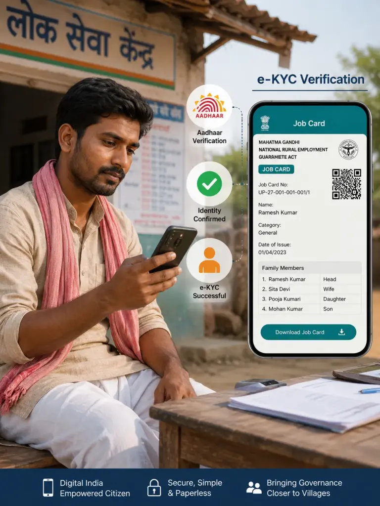 Worker completing e-KYC and digital job card verification