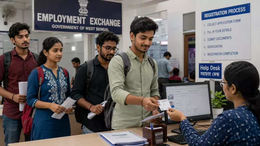 Youth registering at Employment Exchange for Yuva Shakti Bharosa Card
