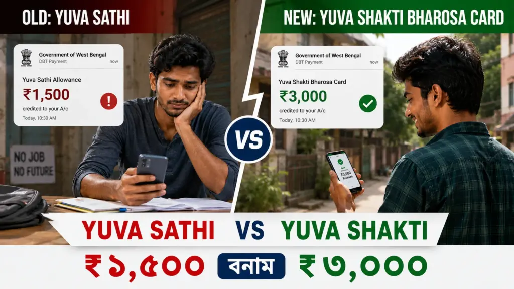 Comparison between Yuva Sathi and Yuva Shakti Bharosa Card schemes in West Bengal